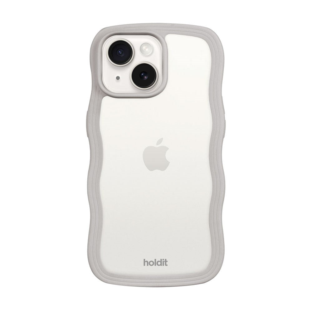 iPhone 17e / 16e / 15 / 14 / 13 Holdit Wavy Skal - Wool Grey / Transparent