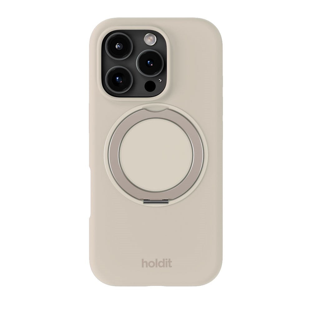 iPhone 16 Pro Holdit Silikone Stand Skal - Light Beige