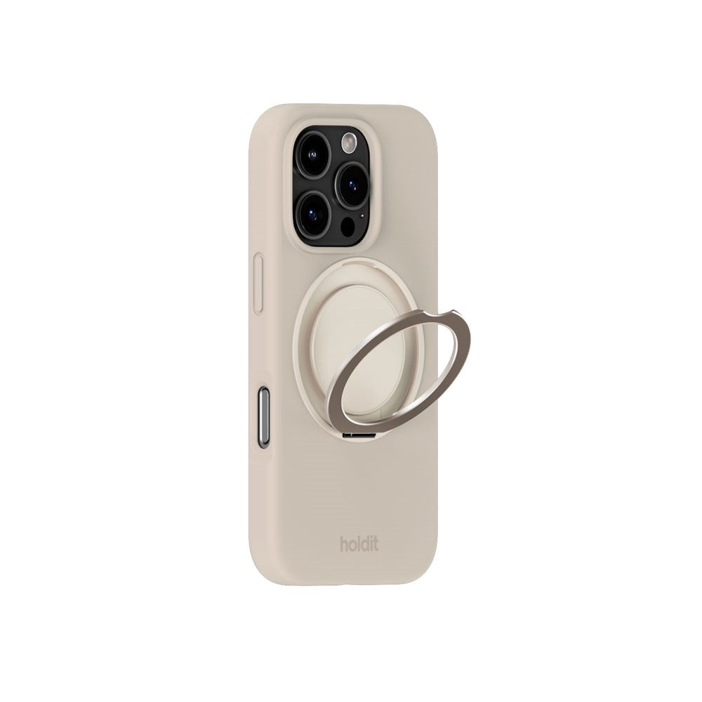 iPhone 16 Pro Holdit Silikone Stand Skal - Light Beige