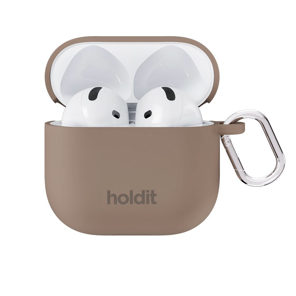 Apple AirPods (4. Gen.) Holdit Silicone Case m. Karabinhake - Mocha Brown