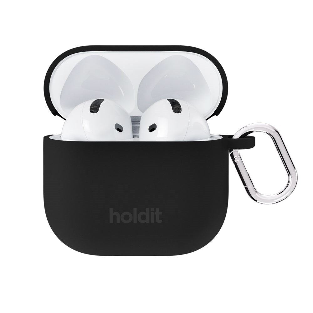Apple AirPods (4. Gen.) Holdit Silicone Case m. Karabinhake - Black