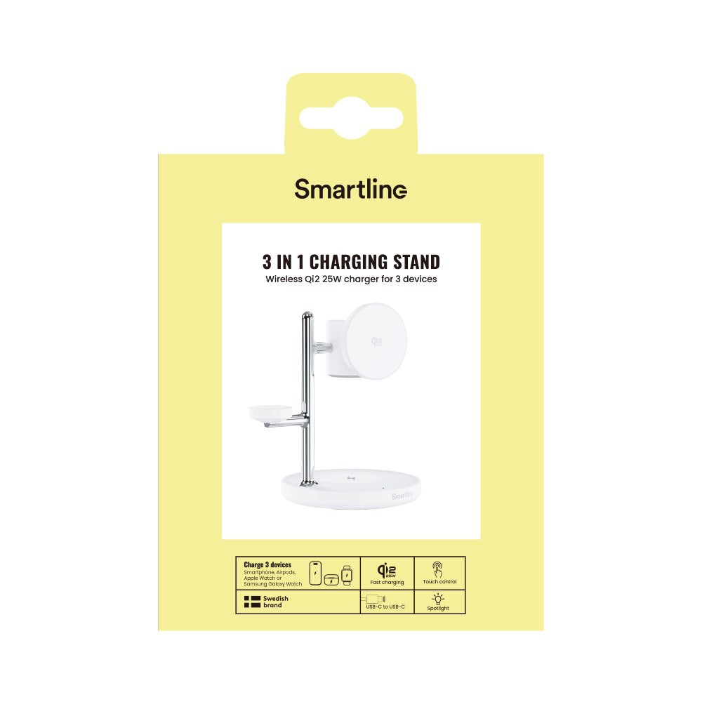 Smartline 3-in-1 Trådlös Laddare 25W - Qi2 Kompatibel - Vit