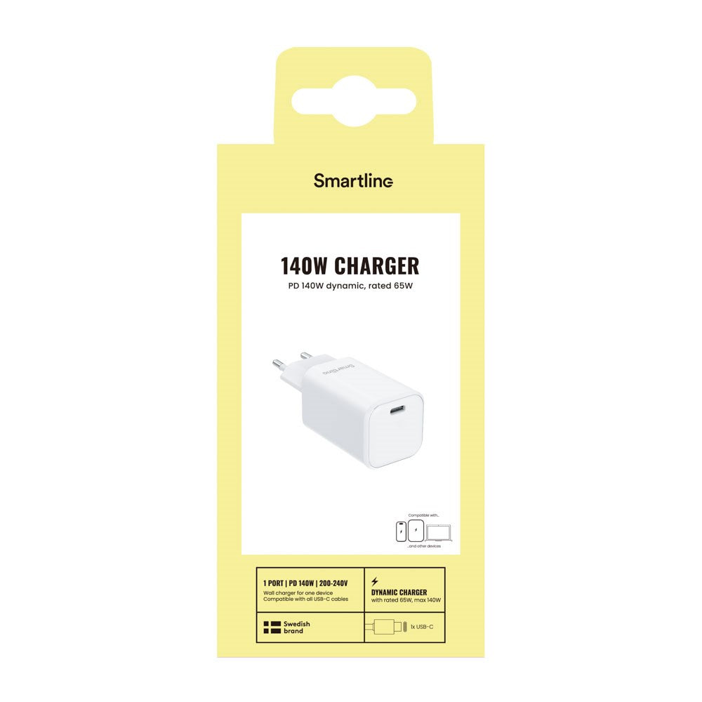 Smartline 140W Väggladdare m. 1x USB-C - Vit