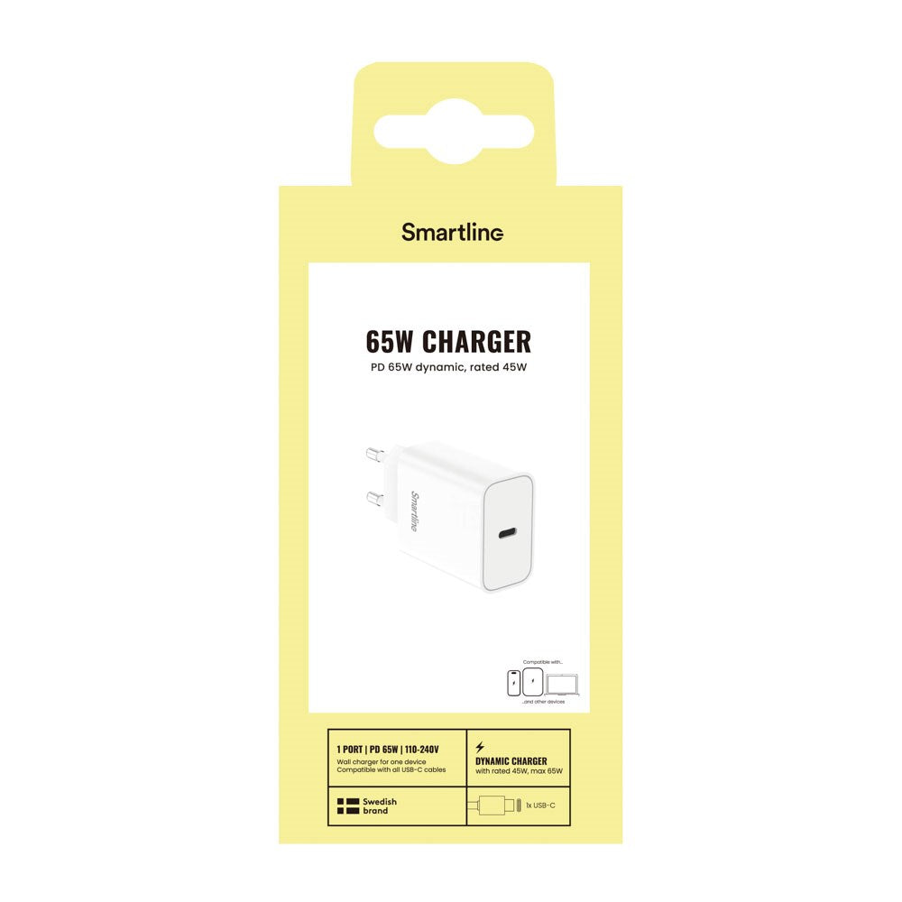Smartline 65W Väggladdare m. 1x USB-C - Vit