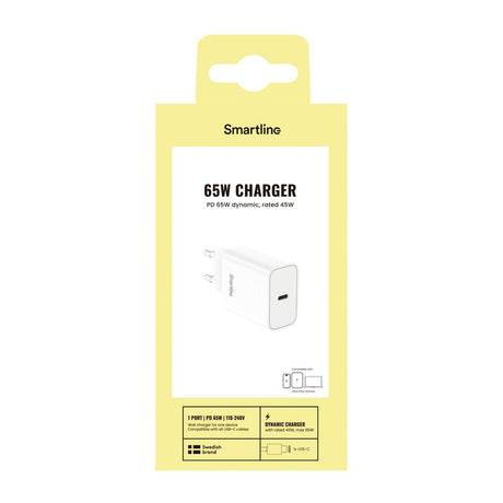 Smartline 65W Väggladdare m. 1x USB-C - Vit