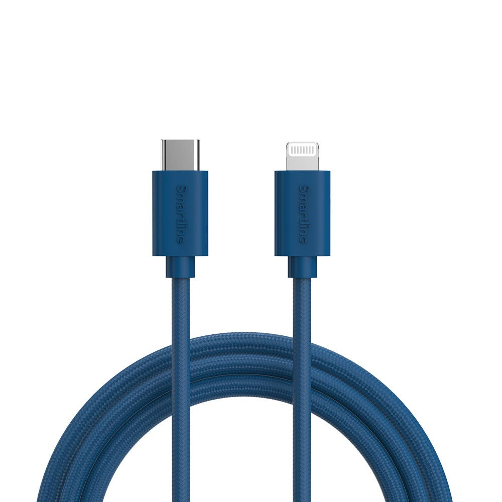Smartline (3A/27W) USB-C till Lightning Braidy Kabel 2m - Mörkblå