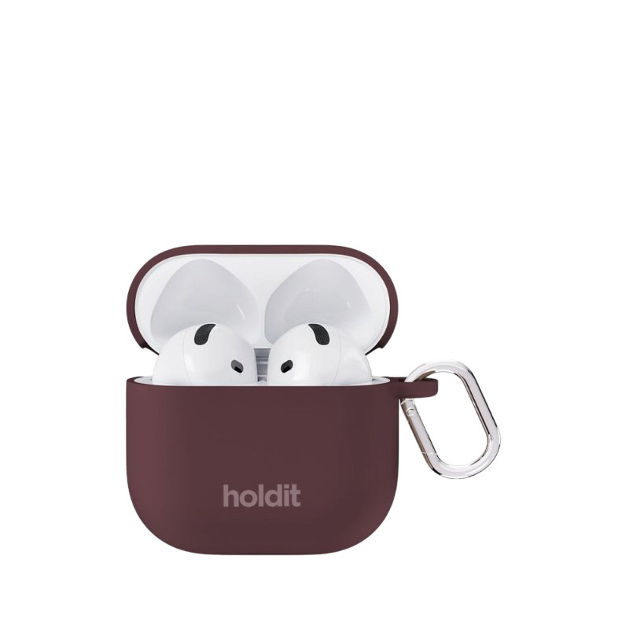 Apple AirPods (5. & 4. Gen.) Holdit Silicone Case m. Karabinhake - Bordeaux
