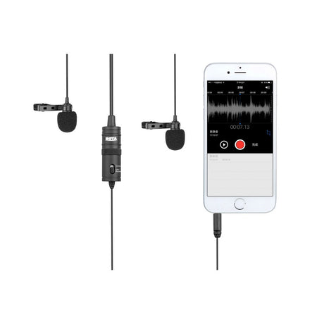 BOYA BY-M1DM Dubbel Mikrofon m. 3.5mm Minijack - 4m - Svart