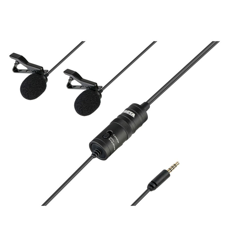 BOYA BY-M1DM Dubbel Mikrofon m. 3.5mm Minijack - 4m - Svart
