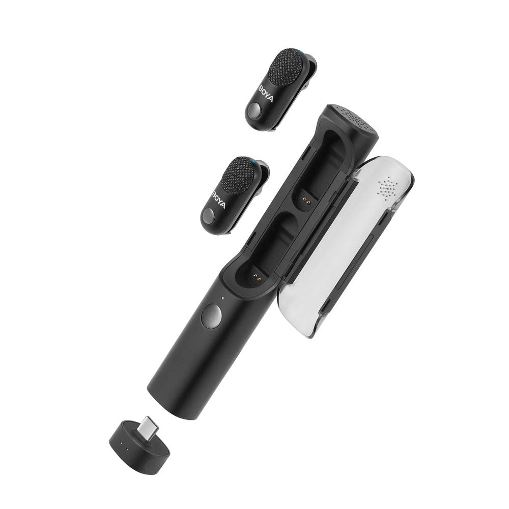 BOYA Magic-02 AI Trådlös Mikrofon - Lightning / USB-C / 3.5mm Minijack - Svart
