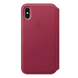 Original Apple iPhone X Leather Folio Fodral Berry (MQRX2ZM/A)