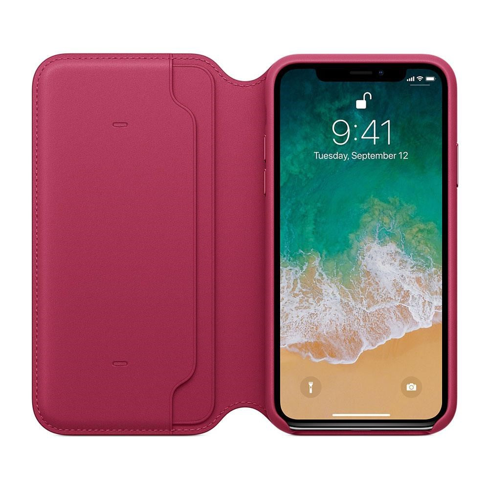 Original Apple iPhone X Leather Folio Fodral Berry (MQRX2ZM/A)