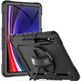 Samsung Galaxy Tab S9+ (Plus) Tech-Protect Solid360 Tough Case m. Skyddsfilm, Handhållare och Axelband - Svart