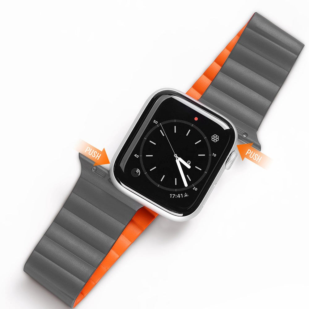 Apple Watch (42/44/SE/45/46/49mm) DUX DUCIS Magnetisk Rem Silikon - Grå / Orange