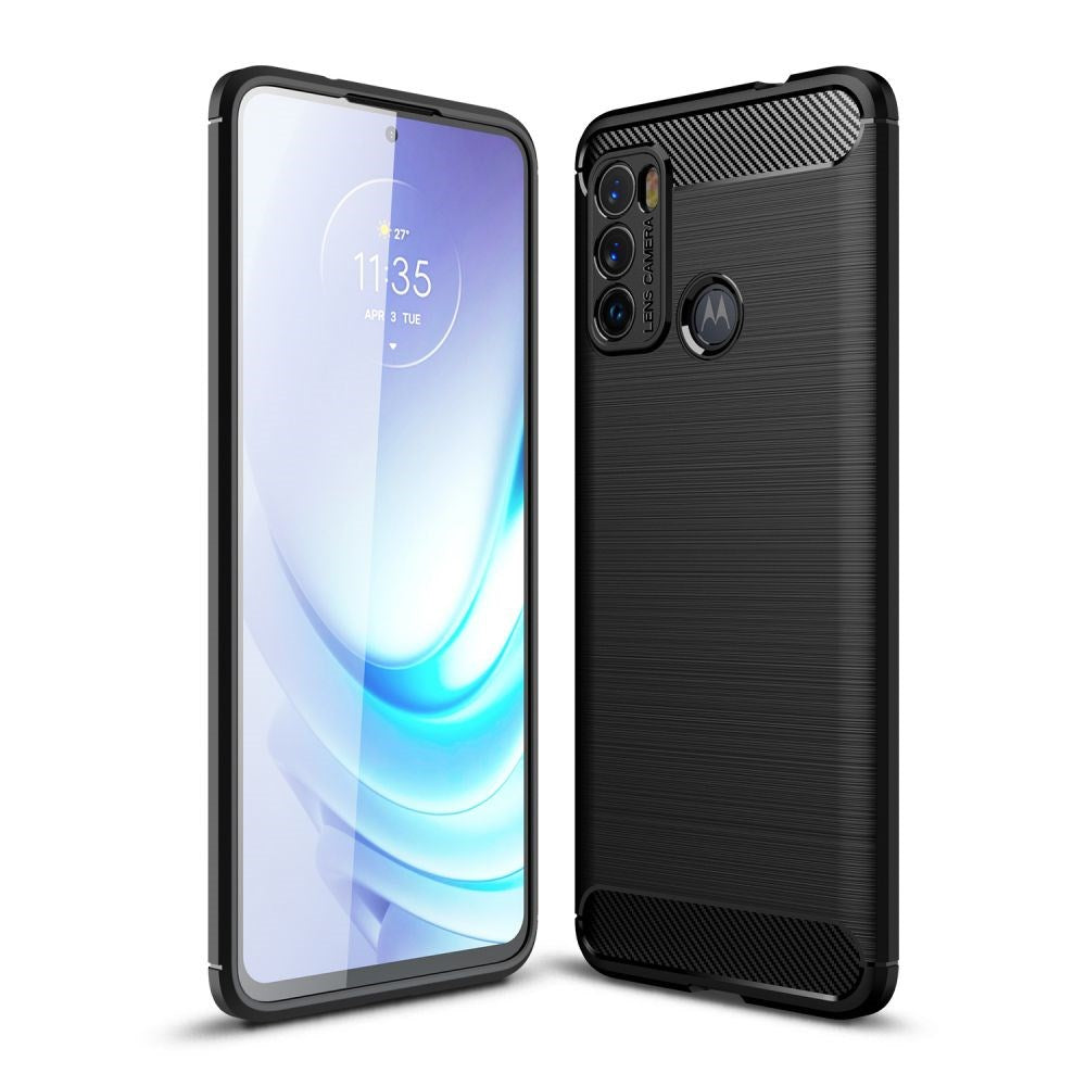 Motorola Moto G60 Tech-Protect Skal Kolfiber Flexibel Plast - Svart