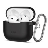 Tech-Protect Apple AirPods 4 Silikon Fodral med Karbinhake - Svart