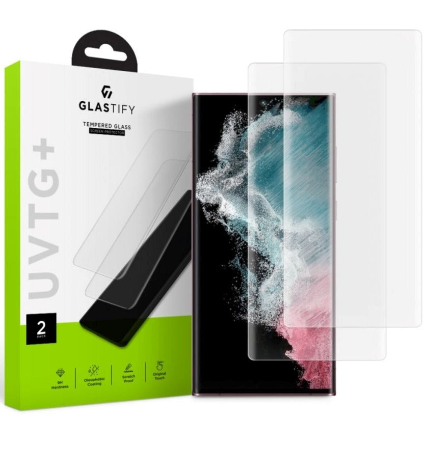 Samsung Galaxy S22 Ultra GLASTIFY UV Skärmskydd 2-pack - Skalvänligt - Transparent