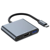 Tech-Protect 3i1 USB-C Multiport V1-hubb - USB-A / USB-C / HDMI - Grå