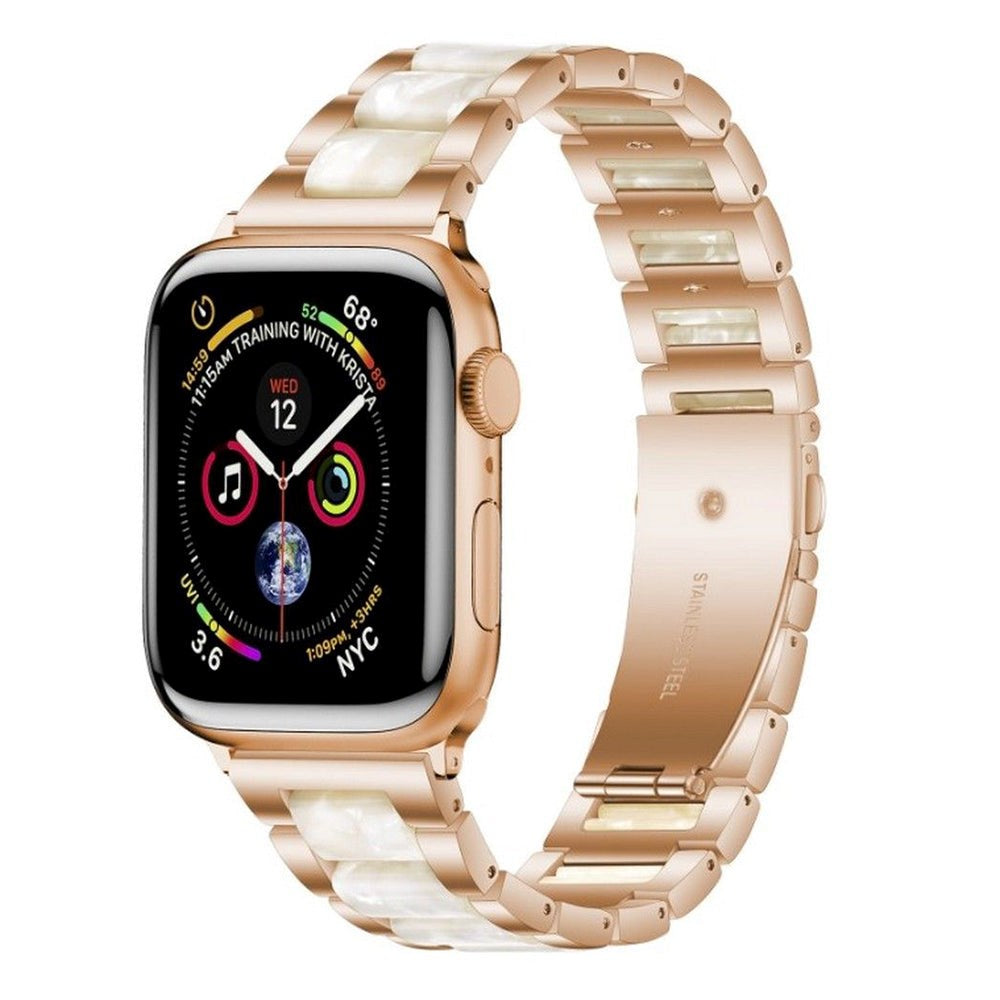 Apple Watch (38/40/SE/41/42mm) Tech-Protect Rem Rostfritt Stål - Rött Guld / Vit Marmor