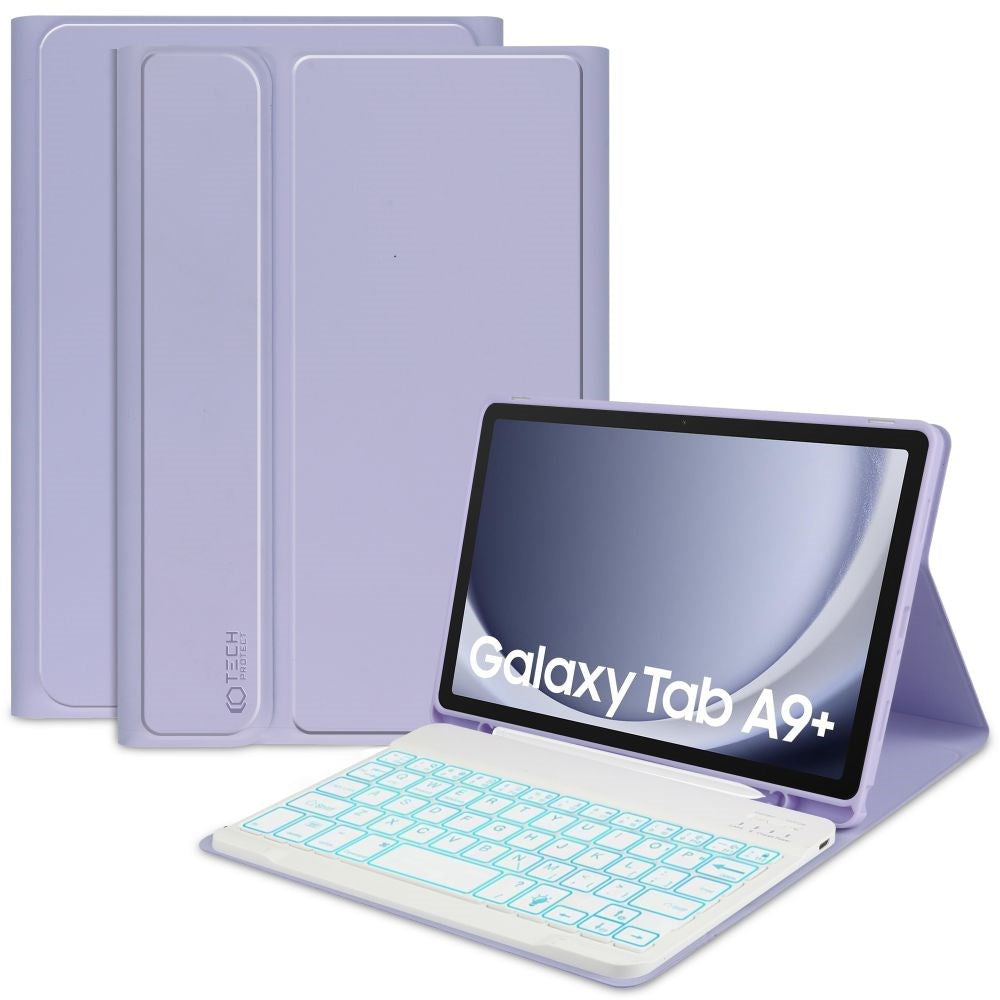 Samsung Galaxy Tab A9+ (Plus) Tech-Protect Keyboard Fodral med Pennhållare - Engelsk Layout - Lila