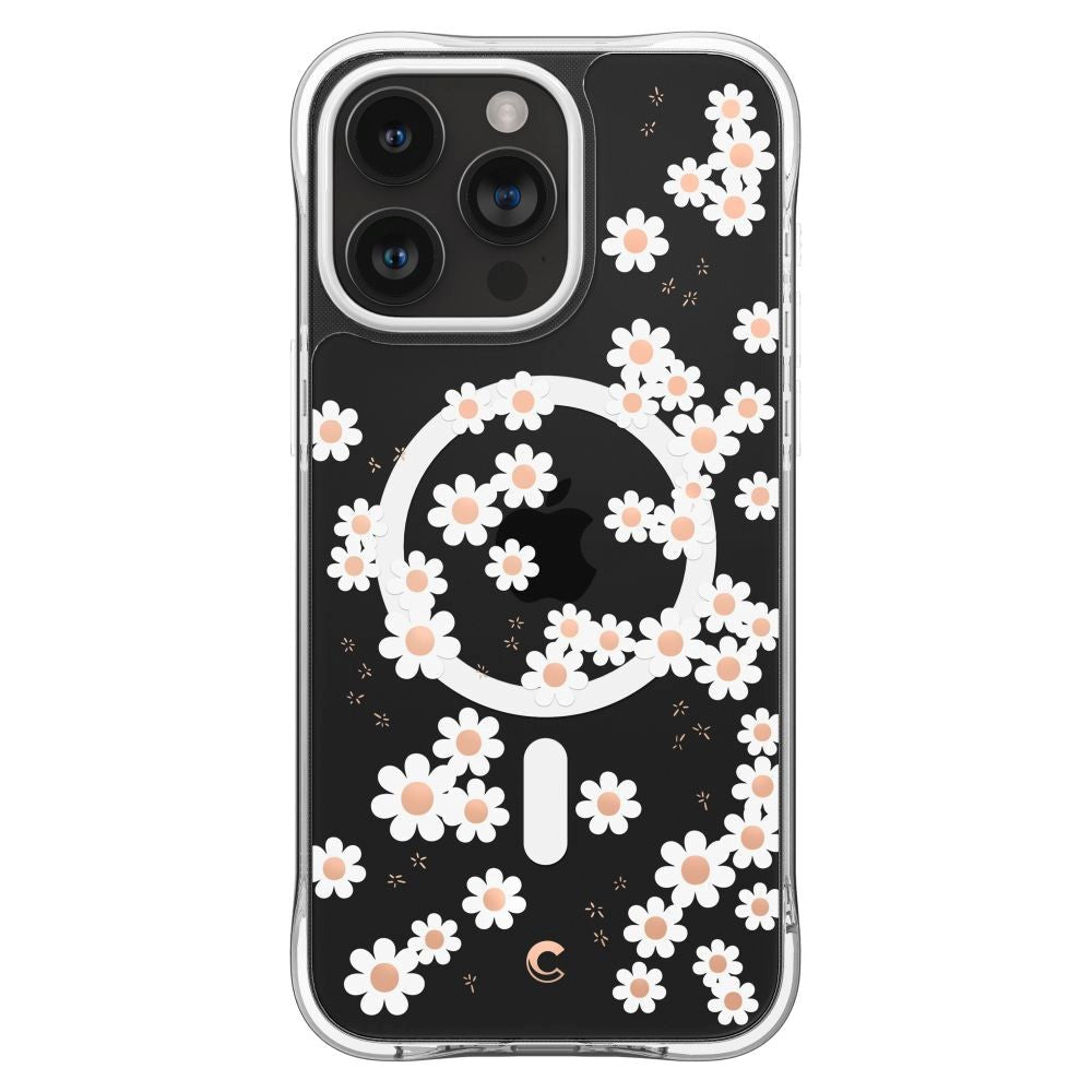 iPhone 15 Pro Max Cyrill Cecile Plast Skal m. Rem - MagSafe Kompatibelt - White Daisy