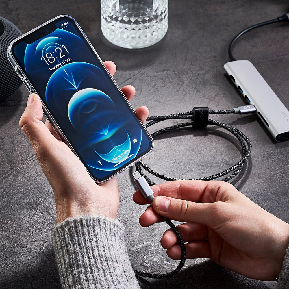 Epico Braided USB-C till Lightning Kabel PD 60W - 120cm - Grå