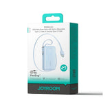 Joyroom JR-PR2 35W PowerBank m. Utdragbar USB-C Kabel & Inbyggd USB-C Kabel - 10.000 mAh - Ljusblå