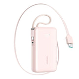 Joyroom JR-PR2L 35W PowerBank m. Utdragbar USB-C Kabel & Inbyggd Lightning Kabel - 10.000 mAh - Rosa