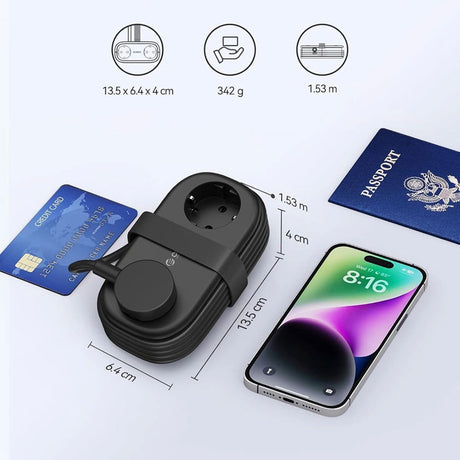 ORICO 20W 5-i-1 Grenuttag med 2 x Schuko 2 x USB-A 1 x USB-C - Svart