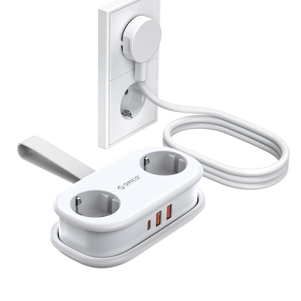 ORICO 20W 5-i-1 Grenuttag med 2 x Schuko 2 x USB-A 1 x USB-C - Vit