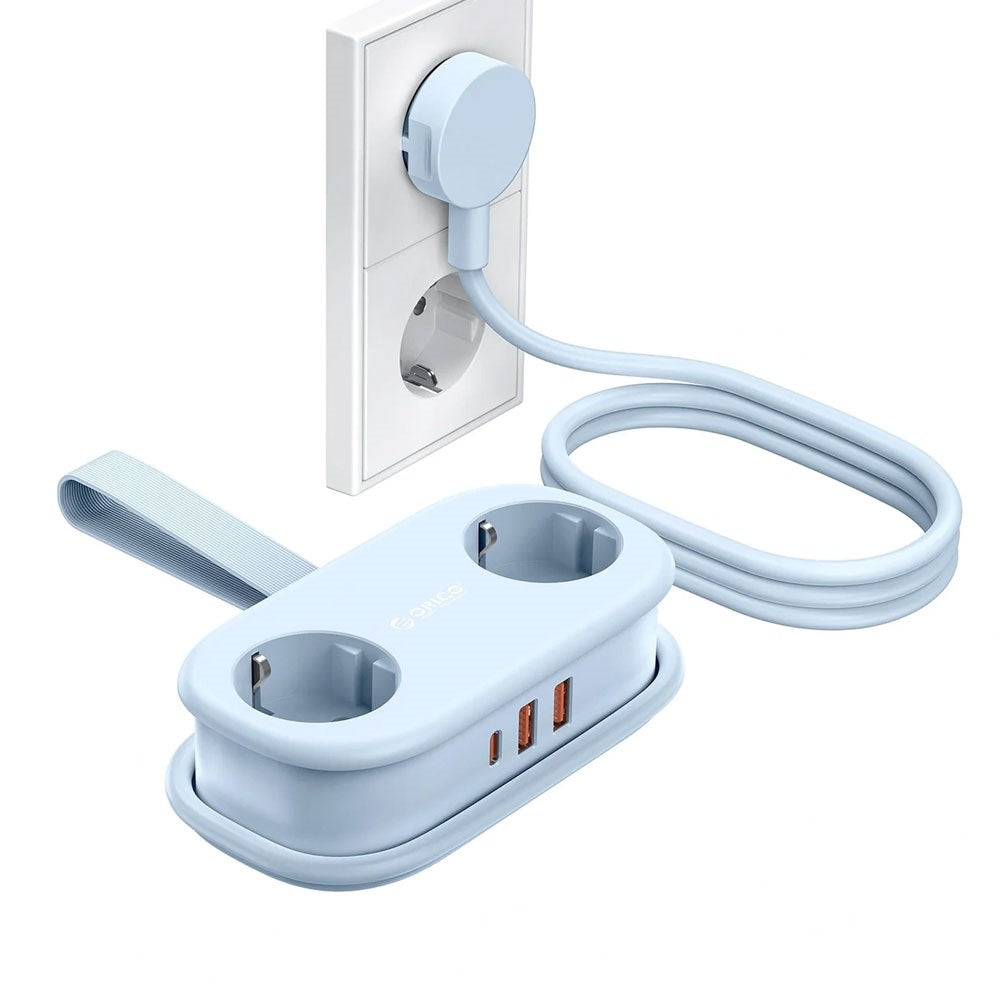 ORICO 20W 5-i-1 Grenuttag med 2 x Schuko 2 x USB-A 1 x USB-C - Blå