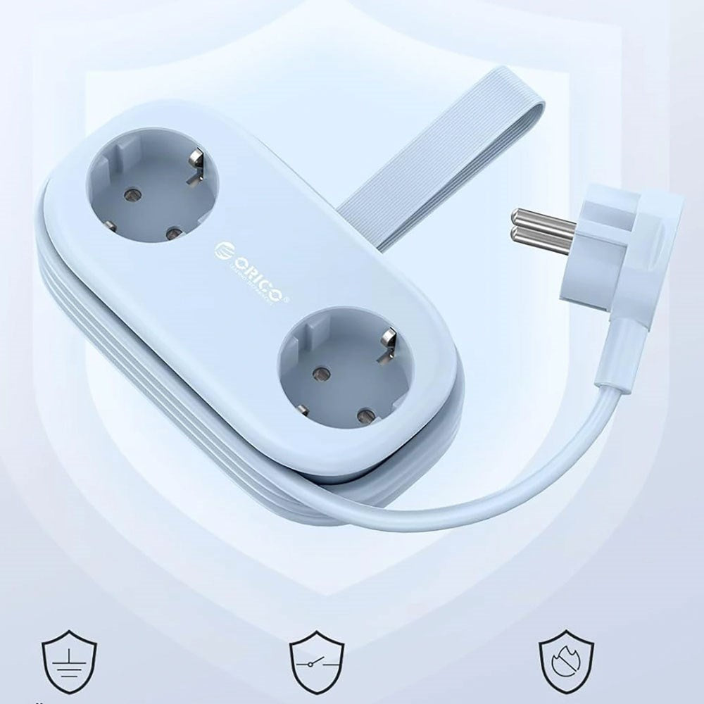 ORICO 20W 5-i-1 Grenuttag med 2 x Schuko 2 x USB-A 1 x USB-C - Blå