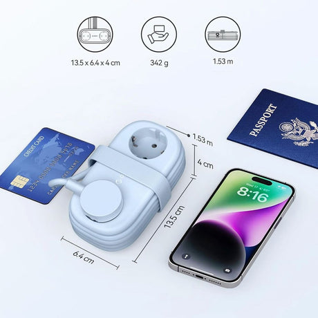 ORICO 20W 5-i-1 Grenuttag med 2 x Schuko 2 x USB-A 1 x USB-C - Blå