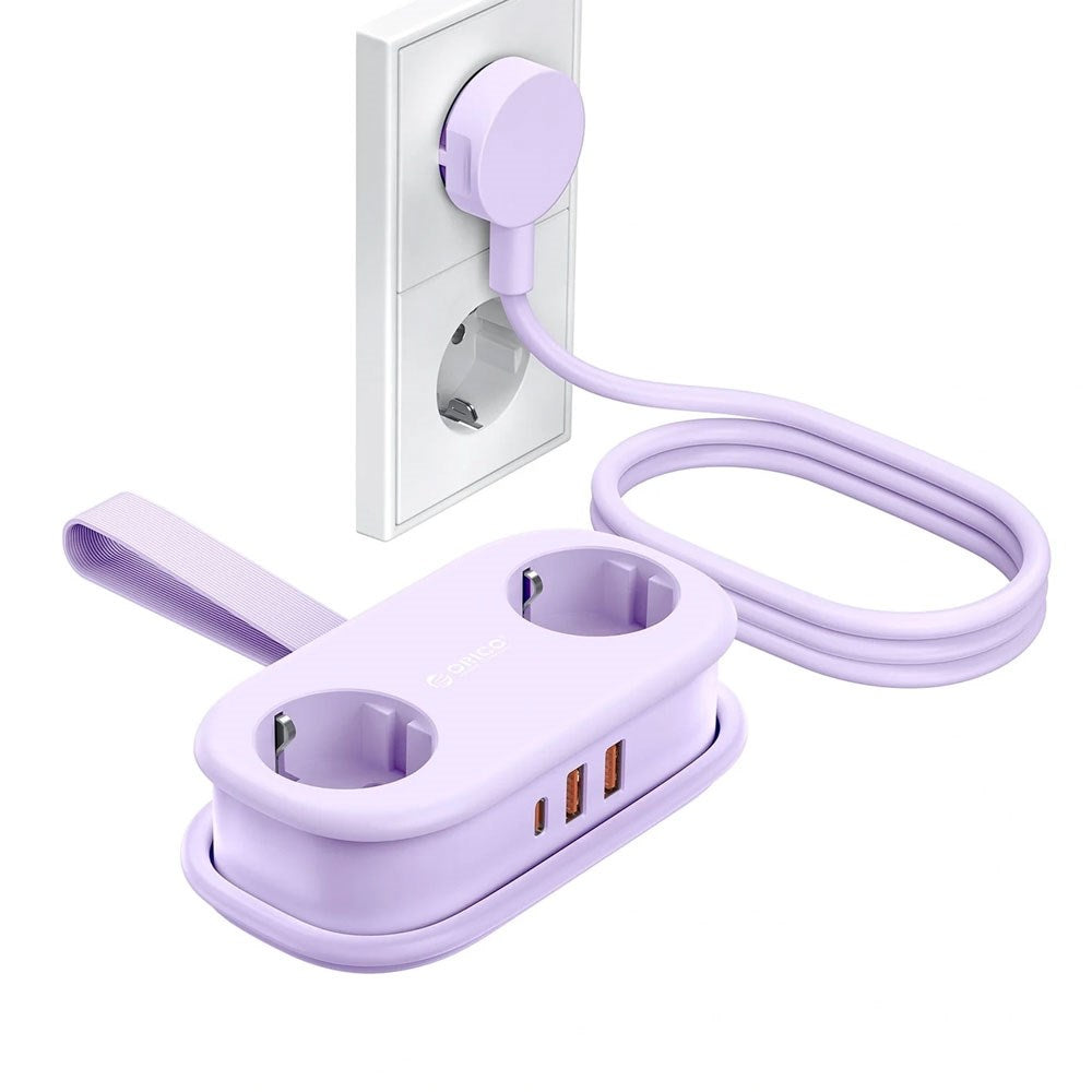 ORICO 20W 5-i-1 Grenuttag med 2 x Schuko 2 x USB-A 1 x USB-C - Lila