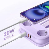 ORICO 20W 5-i-1 Grenuttag med 2 x Schuko 2 x USB-A 1 x USB-C - Lila