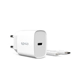 Epico Väggladdare PD 20W m. USB-C till Lightning Kabel - Vit