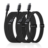 Baseus Tungsten Gold 100W USB-C till USB-C Kabel Set - 1m / 2m / 3m - 3 st - Svart