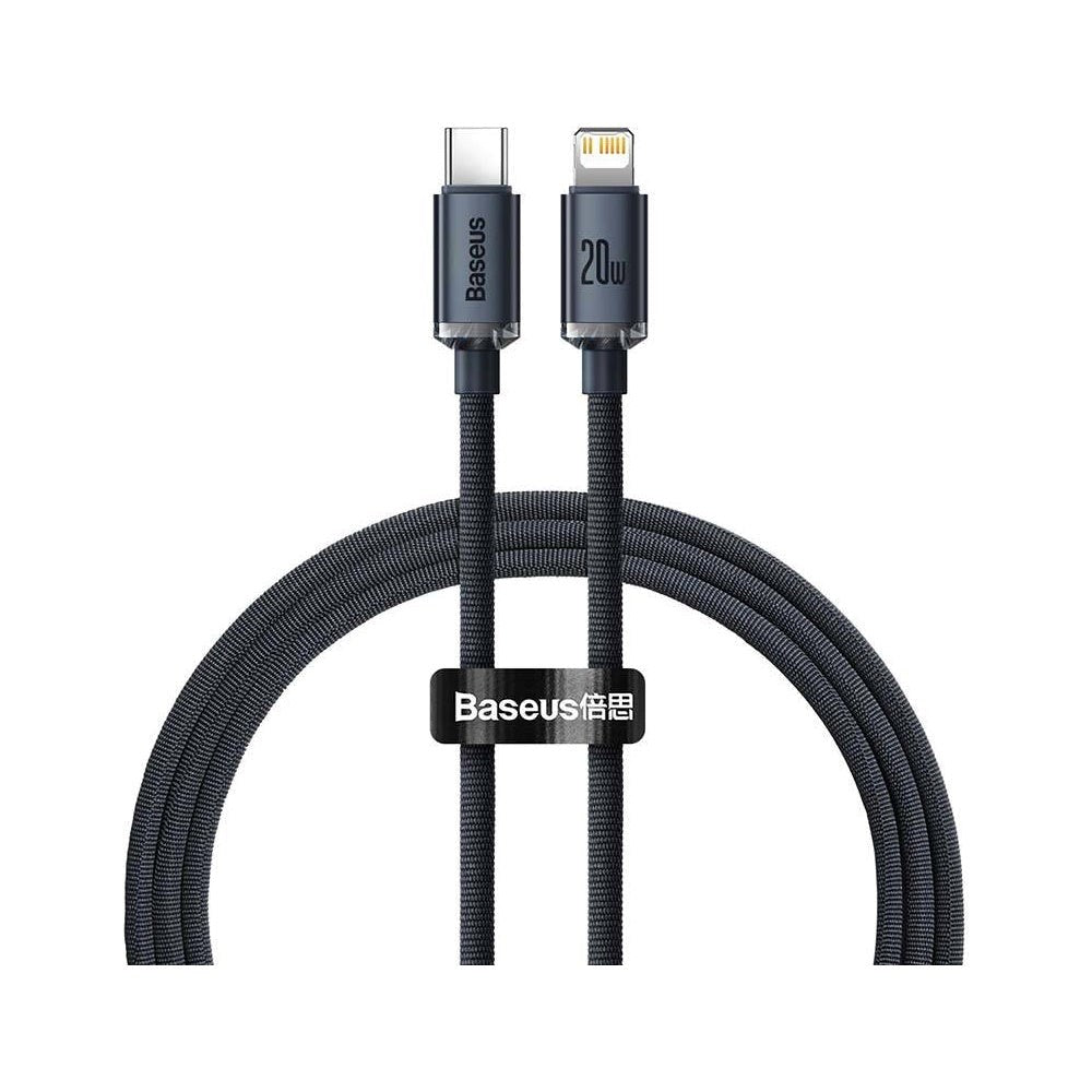 Baseus Crystal Kabel USB-C til Lightning Kabel PD 20W - 1,2m - Sort