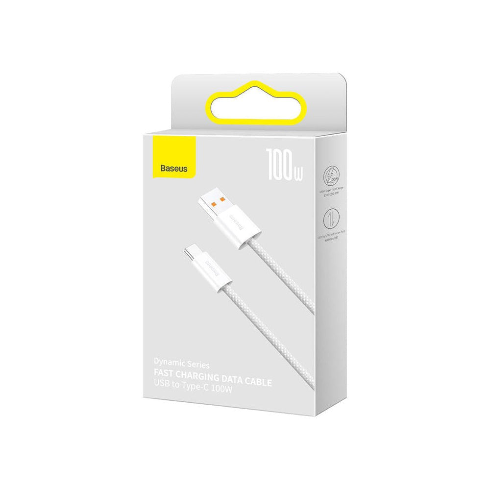 Baseus Dynamic Series USB -A till USB -C-kabel 100W - 2M - Vit