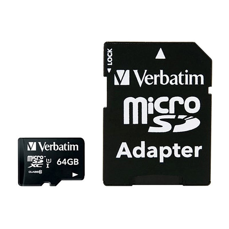 Verbatim Premium MicroSDHC Class 10 Memory Card m. 64 GB & kameraadapter