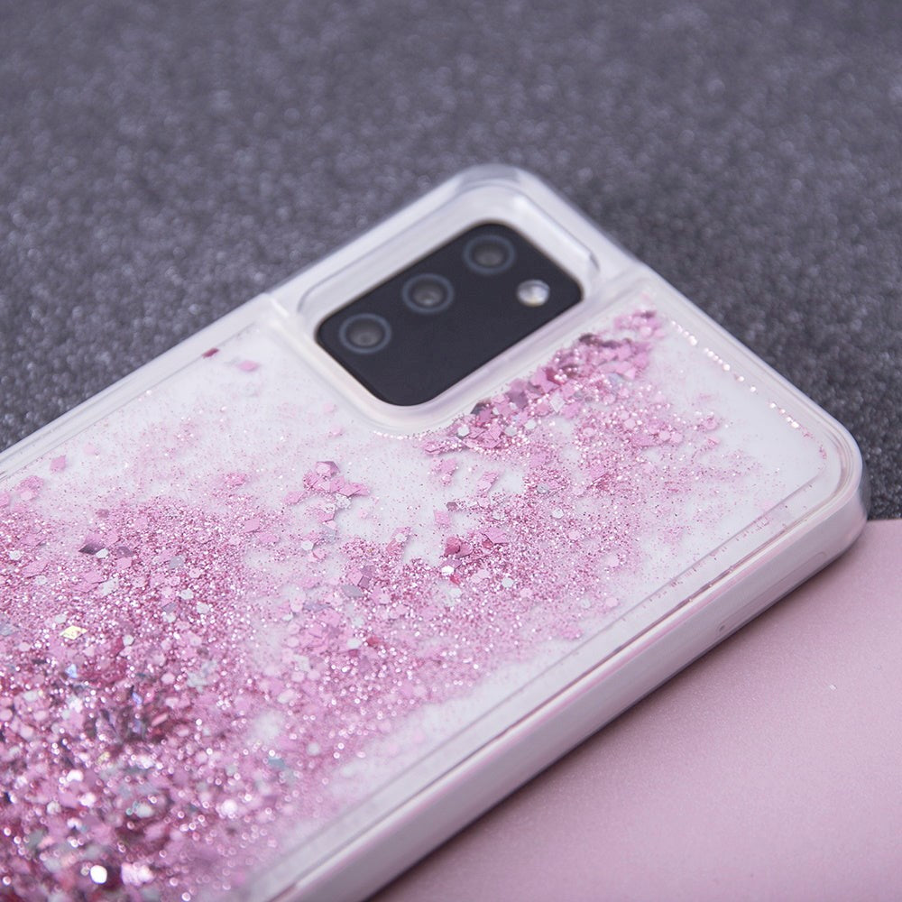 Samsung Galaxy S23 Genomskinlig Glitter Plast Skal - Rosa