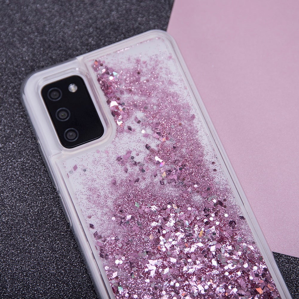 Samsung Galaxy S23 Genomskinlig Glitter Plast Skal - Rosa