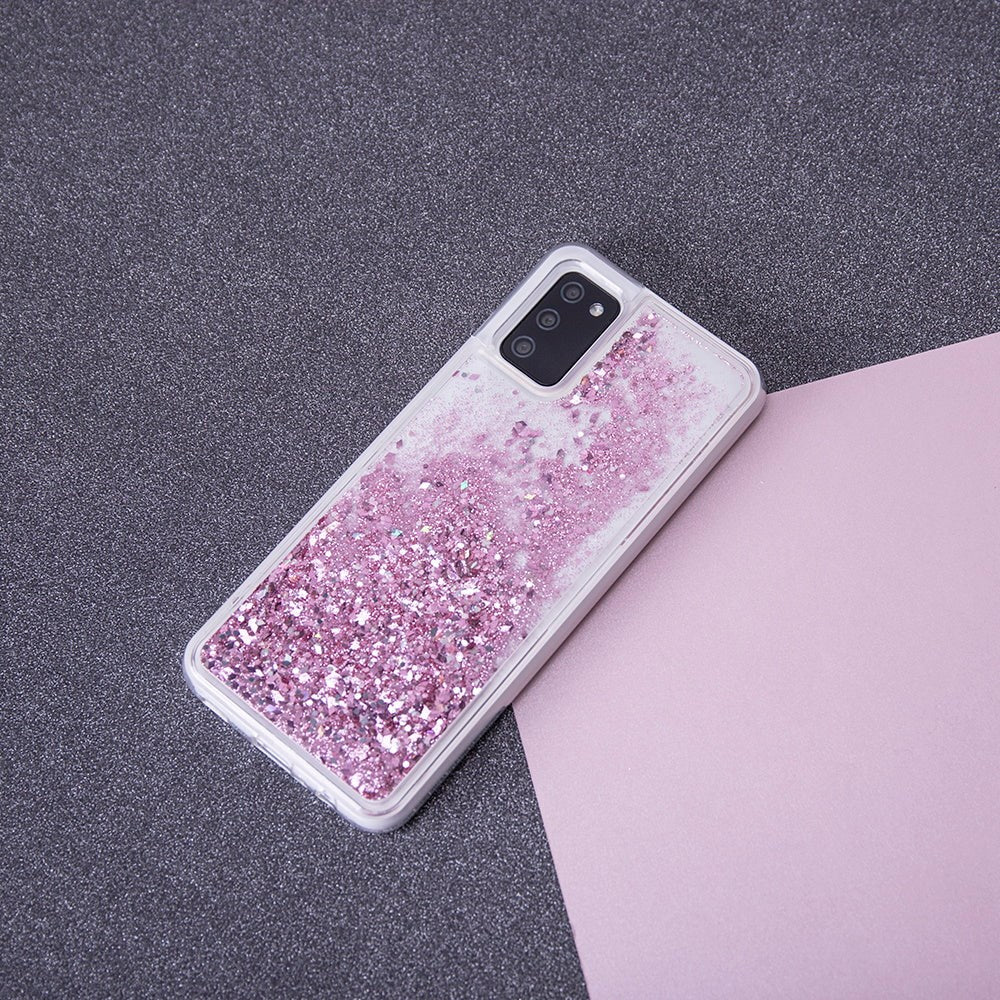 Samsung Galaxy S23 Genomskinlig Glitter Plast Skal - Rosa