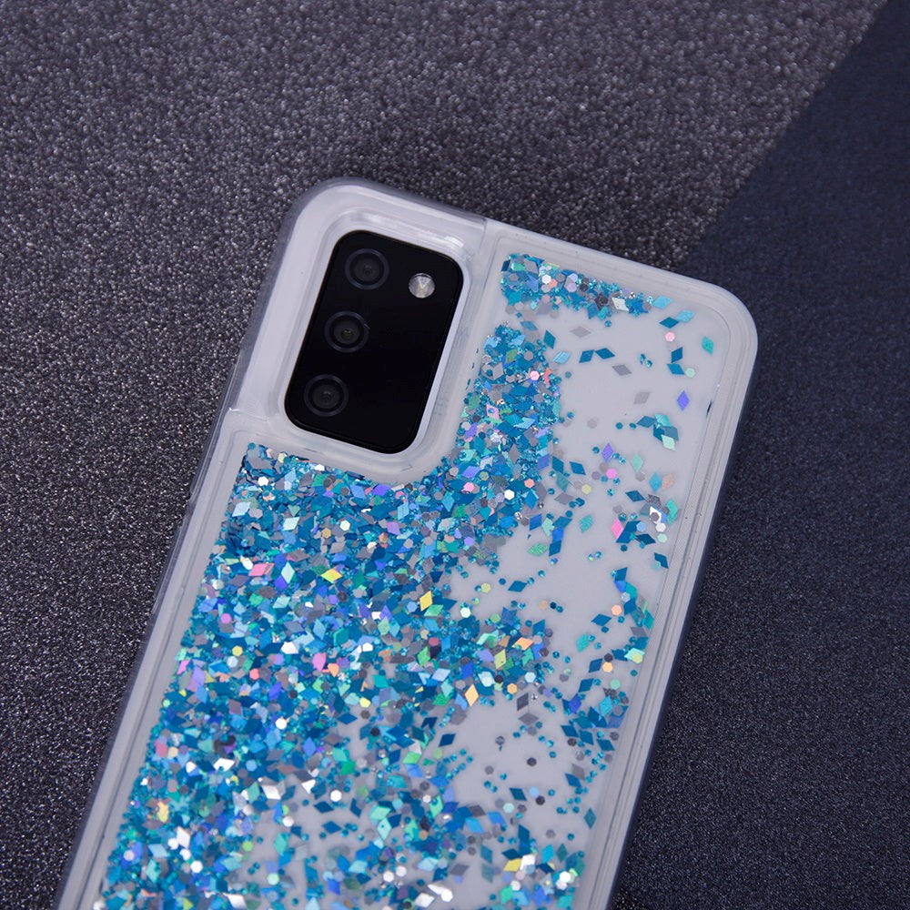 Samsung Galaxy S23 Ultra Genomskinlig Glitter Plast Skal - Blå