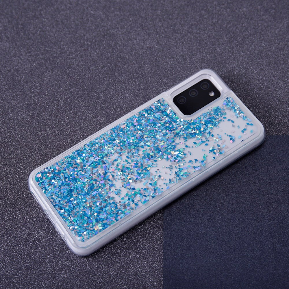 Samsung Galaxy S23 Ultra Genomskinlig Glitter Plast Skal - Blå