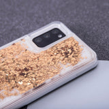 Samsung Galaxy S23 Ultra Genomskinlig Glitter Plast Skal - Guld