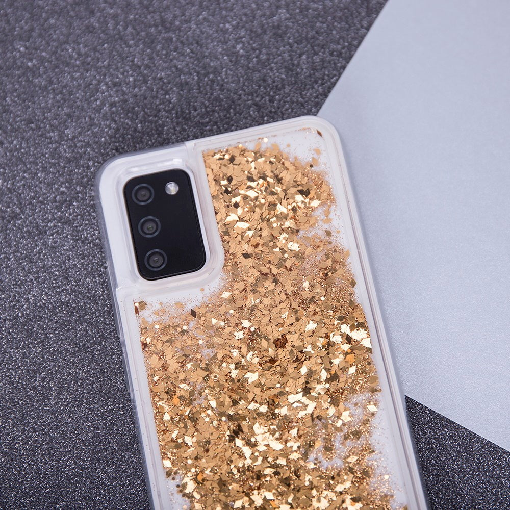 Samsung Galaxy S23 Ultra Genomskinlig Glitter Plast Skal - Guld