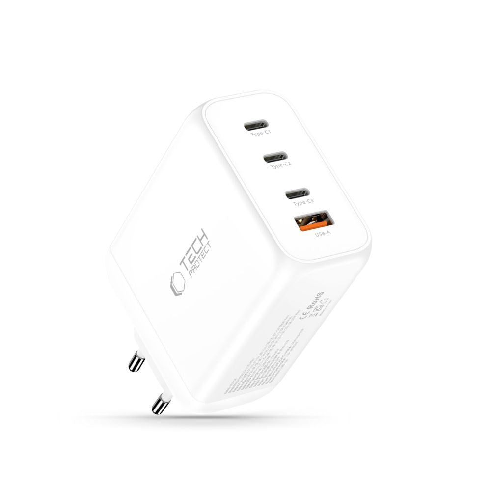 Tech-Protect 200W Väggladdare m. 3x USB-C & 1x USB-A - Vit