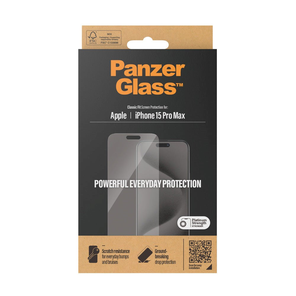 iPhone 15 Pro Max PanzerGlass Classic Fit Skärmskydd - Platinum Strength - Transparent