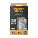 iPhone 15 Pro PanzerGlass Ultra Wide Fit Skärmskydd m. EasyAligner - Diamond Strength - Genomskinlig / Svart Kant